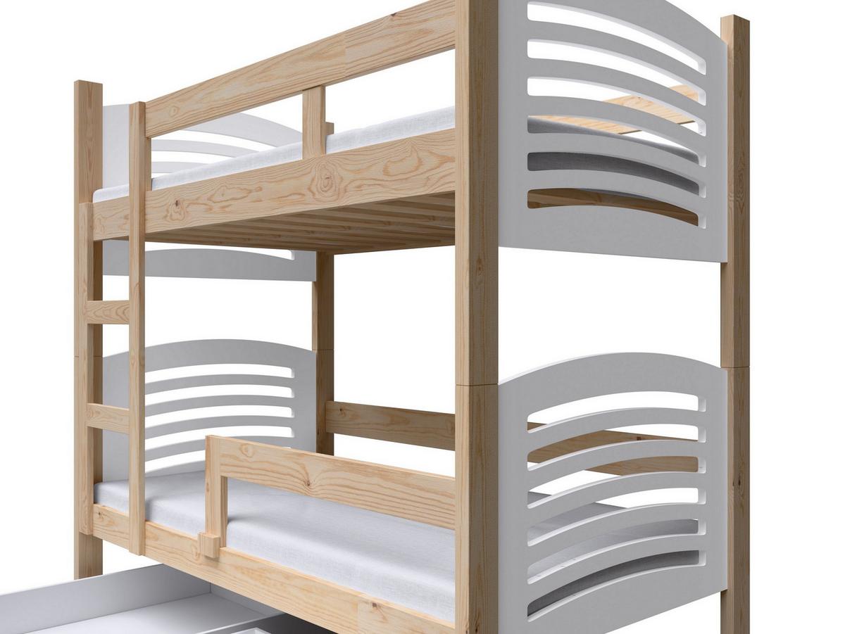 ETAGENBETT OHANA mit Bettkasten 75x180 cm Kieferfarben - Weiß/Kieferfarben, Holz (75/180cm) - MASSENO