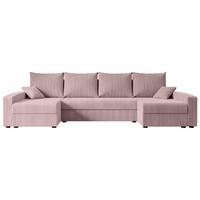 WOHNLANDSCHAFT mit Schlaffunktion und Bettkasten ALESIA-U 301x140x90 cm Rosa Cord - Silberfarben/Rosa, Holzwerkstoff/Kunststoff (301/90/140cm) - ALTDECOR