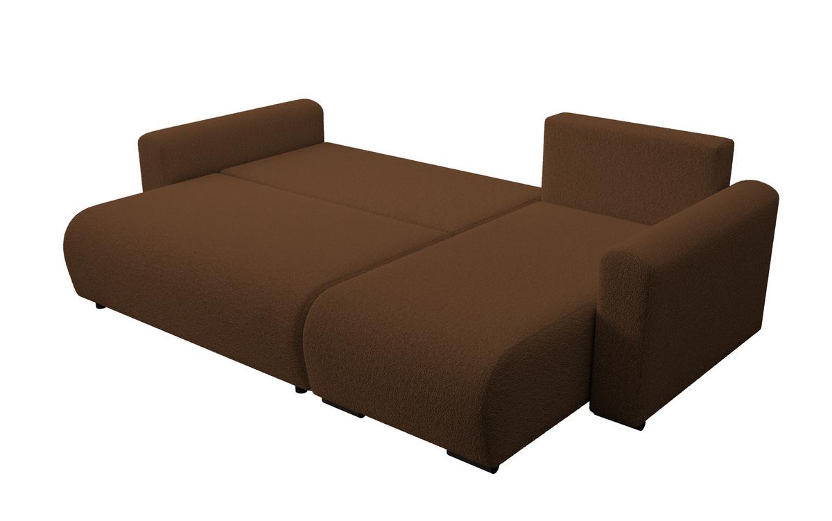 ECKSOFA DORA L, Eckcouch in L-Form mit Schlaffunktion und Bettkasten, Farbe: Braun, Bouclé-Stoff, Ottomane Rechts - Braun, Textil (240/143cm) - Storez24