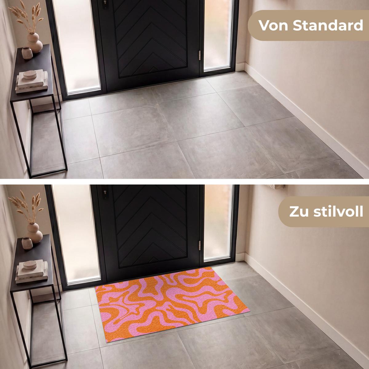 FUSSMATTE Muster - Rosa - Orange - Abstrakt - Modern Türmatte 120x80 cm - Pink, Kunststoff (120/0.4cm) - MuchoWow