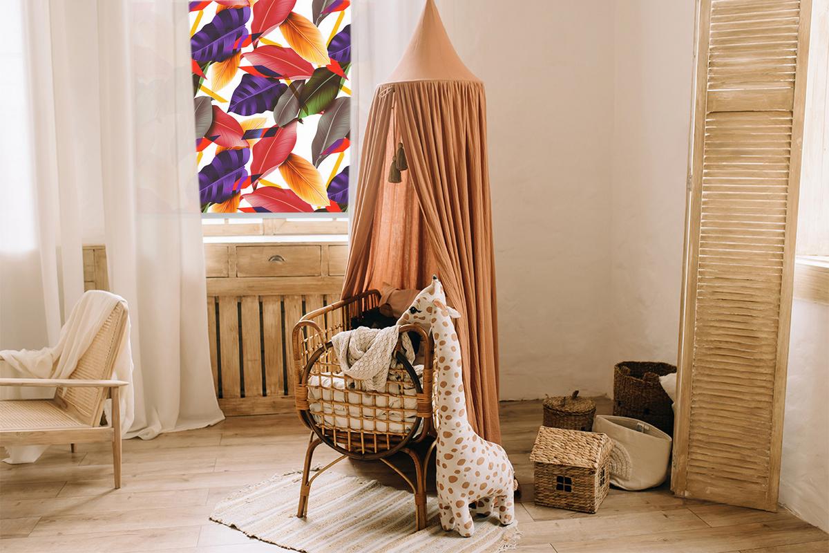 INNENROLLO - Fensterrollo - Rollo - 140x140 cm - Bunte Blätter - Rot, Kunststoff (140/140/0.5cm) - TULUP