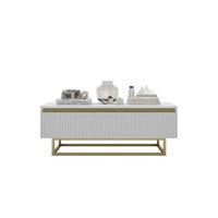 COUCHTISCH Selene Weiß matt 109 cm mit Metallrahmen - Goldfarben/Weiß, Holzwerkstoff/Metall (50/109/39cm) - Meble Lindner