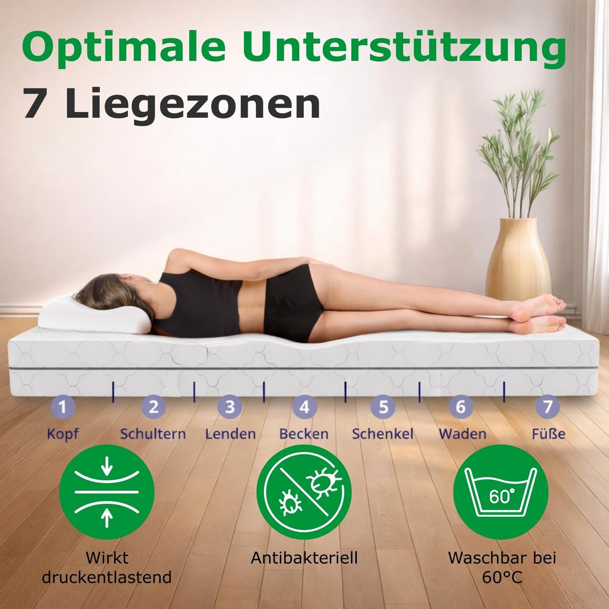FEDERKERNMATRATZE H3 Komfort 90x190 - Weiß, Textil (90/190cm) - Schlaftroll