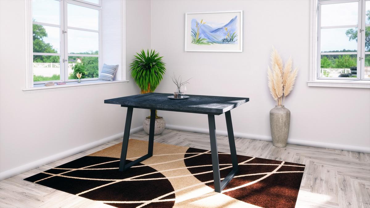 ESSTISCH Loft Holzkohle Optik - Schwarz, Holzwerkstoff (80/160/75cm) - Vladon
