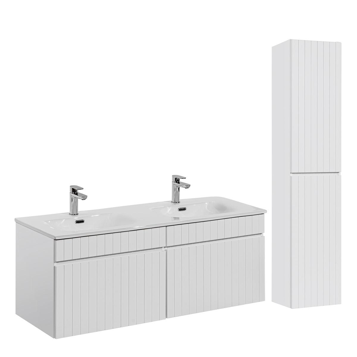 BADMÖBEL 120cm Zelie 2er-Set Weiß - Weiß, Holzwerkstoff (120/46/45cm) - Petits-meubles