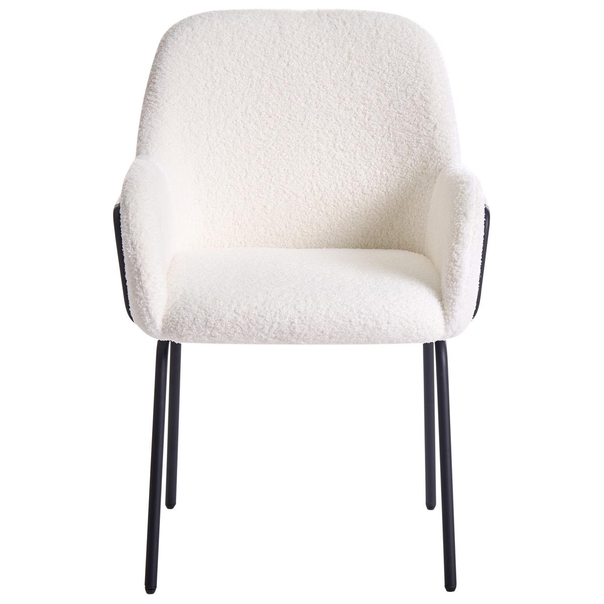 ESSZIMMERSTUHL Bouclé Cremeweiß Algona - Creme, Textil (50/84/67cm) - Beliani