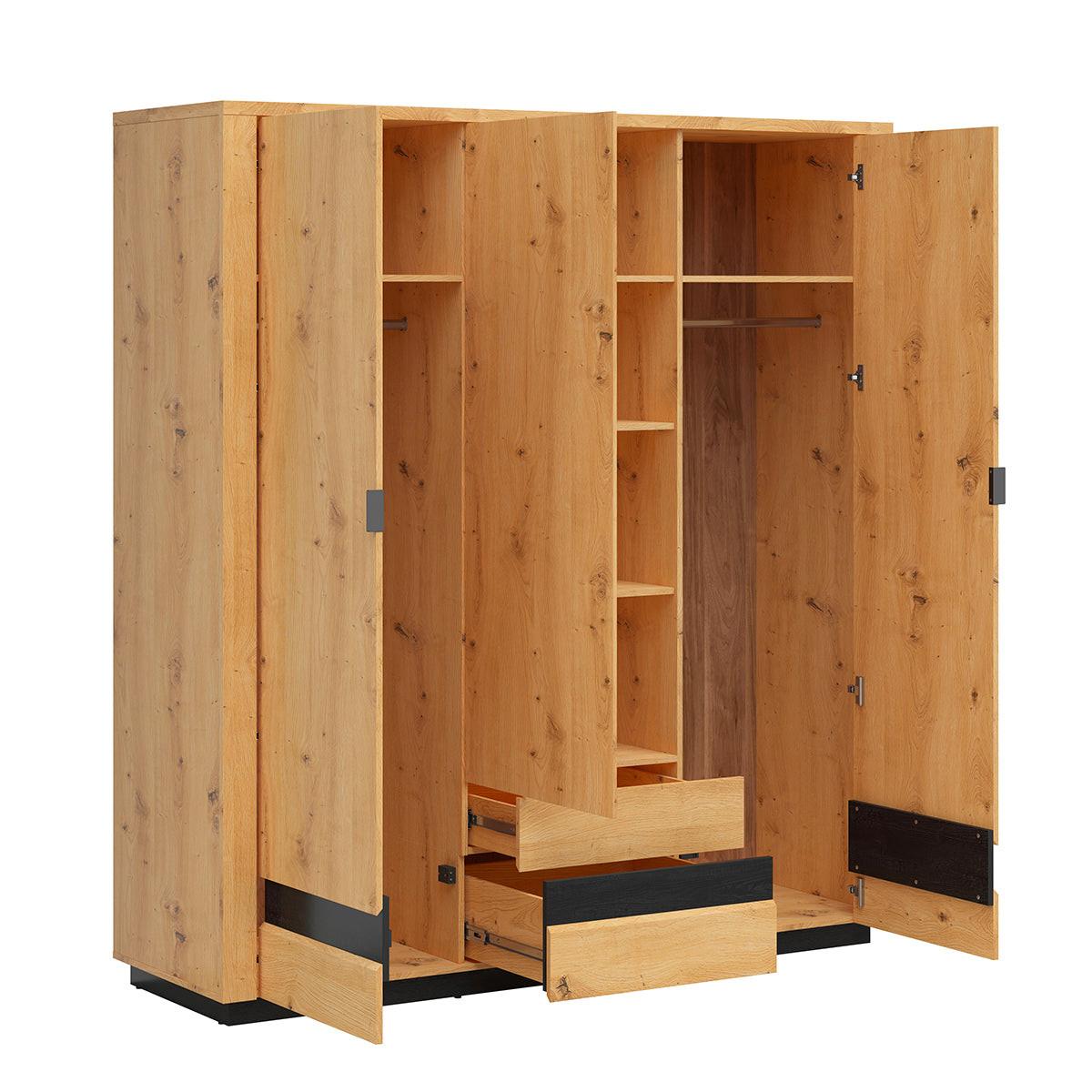 SCHRANK 3 Türen Glenn Holz und Schwarz - Schwarz, Holzwerkstoff (180/199/56cm) - Petits-meubles
