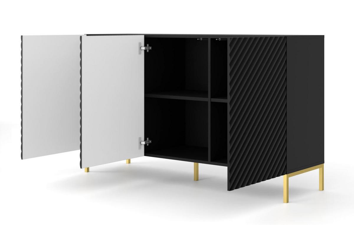 KOMMODE Schwarz, Gold 150/87/42 - Schwarz, Holzwerkstoff (150/87/42cm) - RAUMHIRSCH FURNITURE