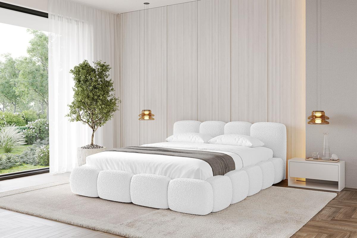 POLSTERBETT mit Bettkasten und Lattenrost, Bett mit Matratze H3/H4 - KALA-v1 180x200 Weiß - Weiß, Holzwerkstoff/Textil (180/200cm) - ALTDECOR