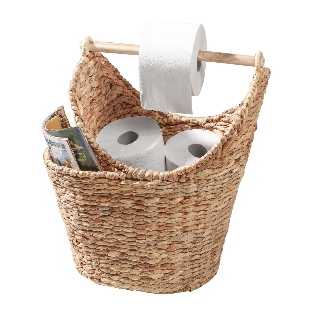 AUFBEWAHRUNGSKORB für Toilettenpapier aus Wasserhyazinthe - Höhe 42 cm - Apfelbaumfarben, Naturmaterialien (15/15/50cm) - Calicosy