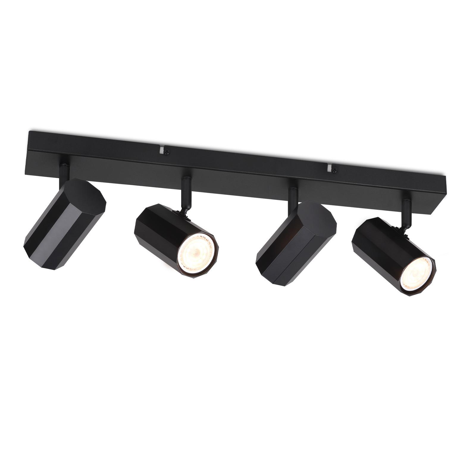 DECKENSTRAHLER Inga 4-flammig 53/11/3 cm - Schwarz, Metall (53/11/3cm) - Nettlife