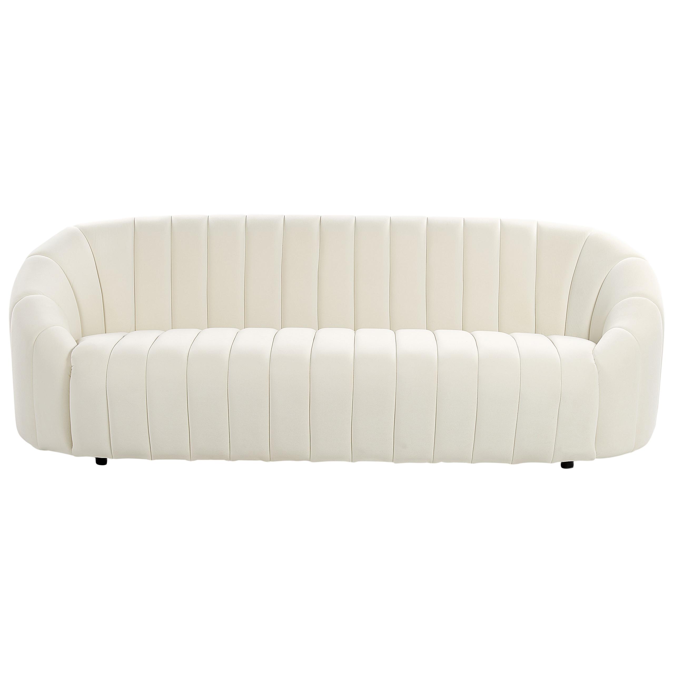 3-SITZER-SOFA Samtstoff cremeweiß Malung - Weiß, Textil (200/68/79cm) - Beliani