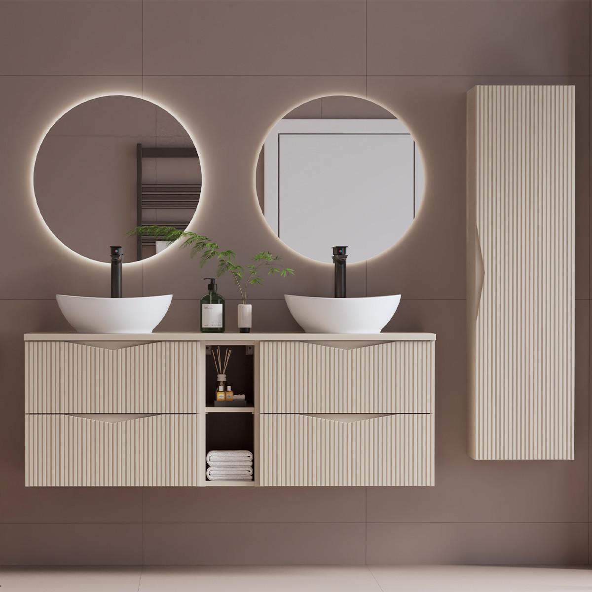 BADMÖBEL 140.6cm Tao 2er-Set Kaschmir - Beige, Holzwerkstoff (140.6/52.2/46.5cm) - Petits-meubles