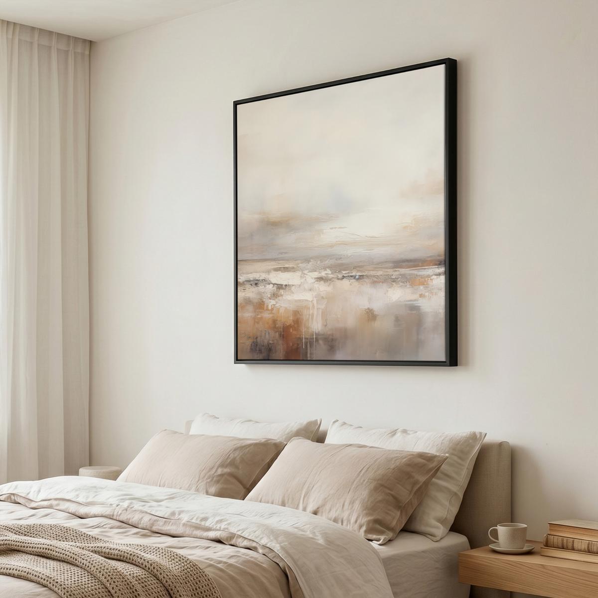LEINWAND Bilder mit Rahmen - Kunst - Industriell - Grau - Braun - Abstrakt - 90x90 - Sandfarben, Textil (90/90cm) - MuchoWow