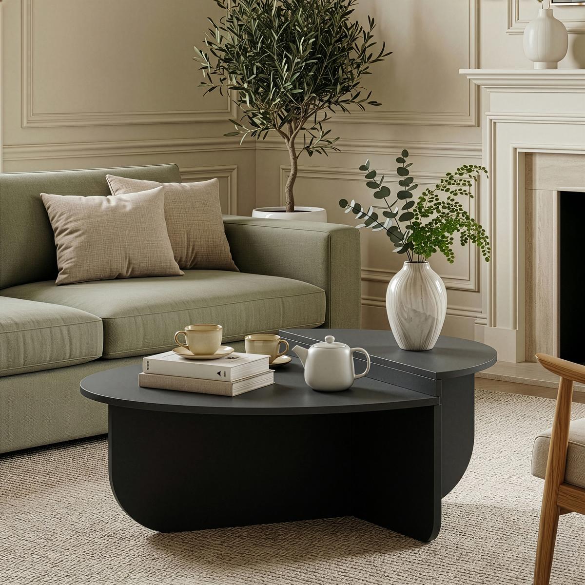 COUCHTISCH Tondesdaslo 90/90/35 cm - Dunkelgrau, Holzwerkstoff (90/90/35cm) - [en.casa]