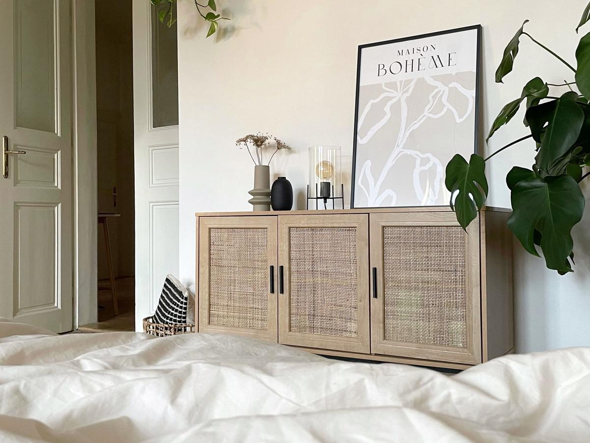 SIDEBOARD Heller Holzfarbton Pasco - Hellbraun/Schwarz, Holzwerkstoff (120/76/40cm) - Beliani