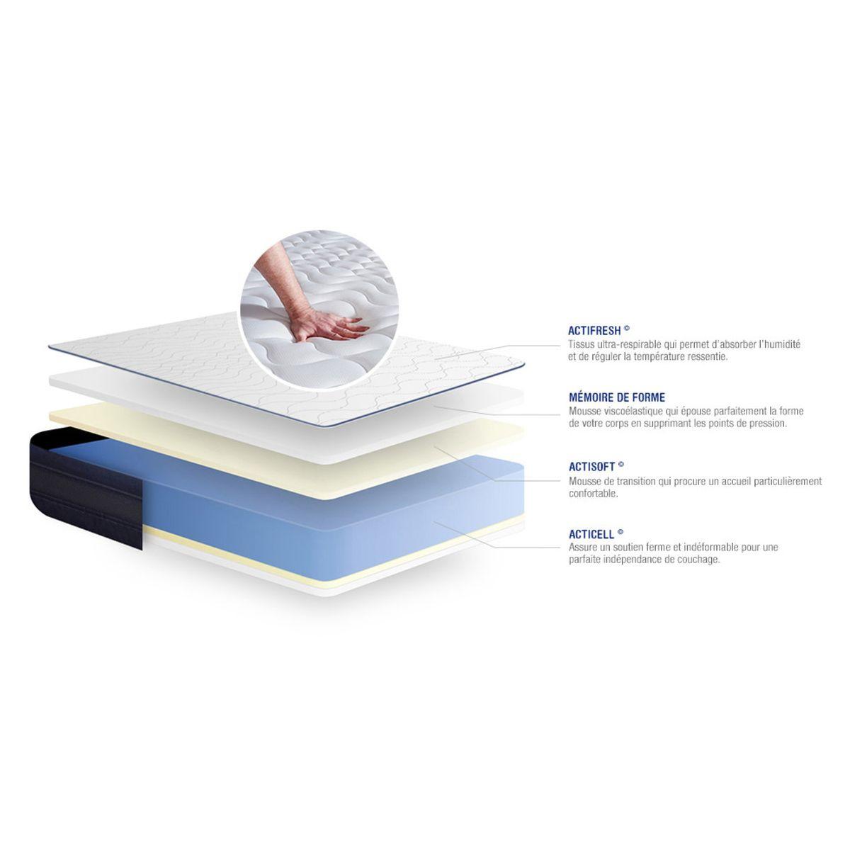 MATRATZE Actimemo tech Memory-Schaum 80 x 200 cm h4 - Weiß, Textil (80/200cm) - ACTISOM