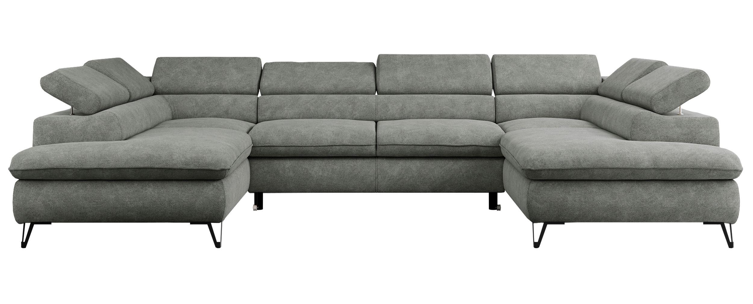 WOHNLANDSCHAFT PETER U Struktur Grau - Schwarz/Grau, Textil/Metall (346/76/208cm) - MKS