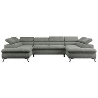 WOHNLANDSCHAFT PETER U Struktur Grau - Schwarz/Grau, Textil/Metall (346/76/208cm) - MKS