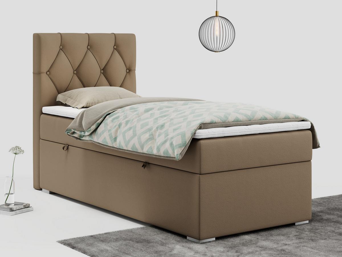 BOXBETT ALDA 90/200 Braun Kunstleder - H3 - Links Seite - Braun, Holz/Textil (90/200cm) - MKS