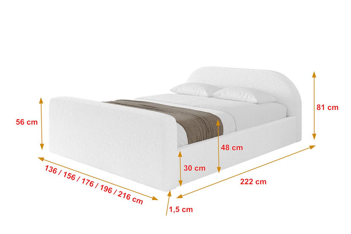 POLSTERBETT mit Bettkasten, Fußteil und Lattenrost, Boxbett mit Matratze H3/H4 - TIVON-Z-V1 180x200 Weiß - Weiß, Holzwerkstoff/Textil (180/200cm) - ALTDECOR