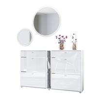 GARDEROBE Florence Weiß Hochglanz - Weiß Hochglanz, Holzwerkstoff (155.5/200/28cm) - Vladon