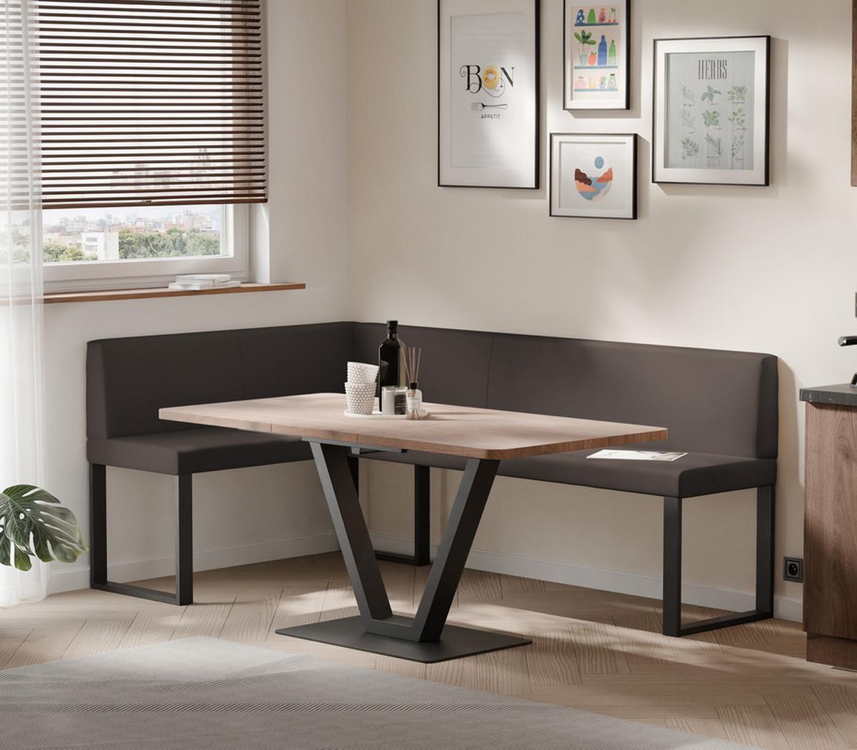 ECKBANK links SANA U Kunstleder glatt, 128/168 cm Braun - Braun, Kunststoff/Textil (128/168cm) - Idohome