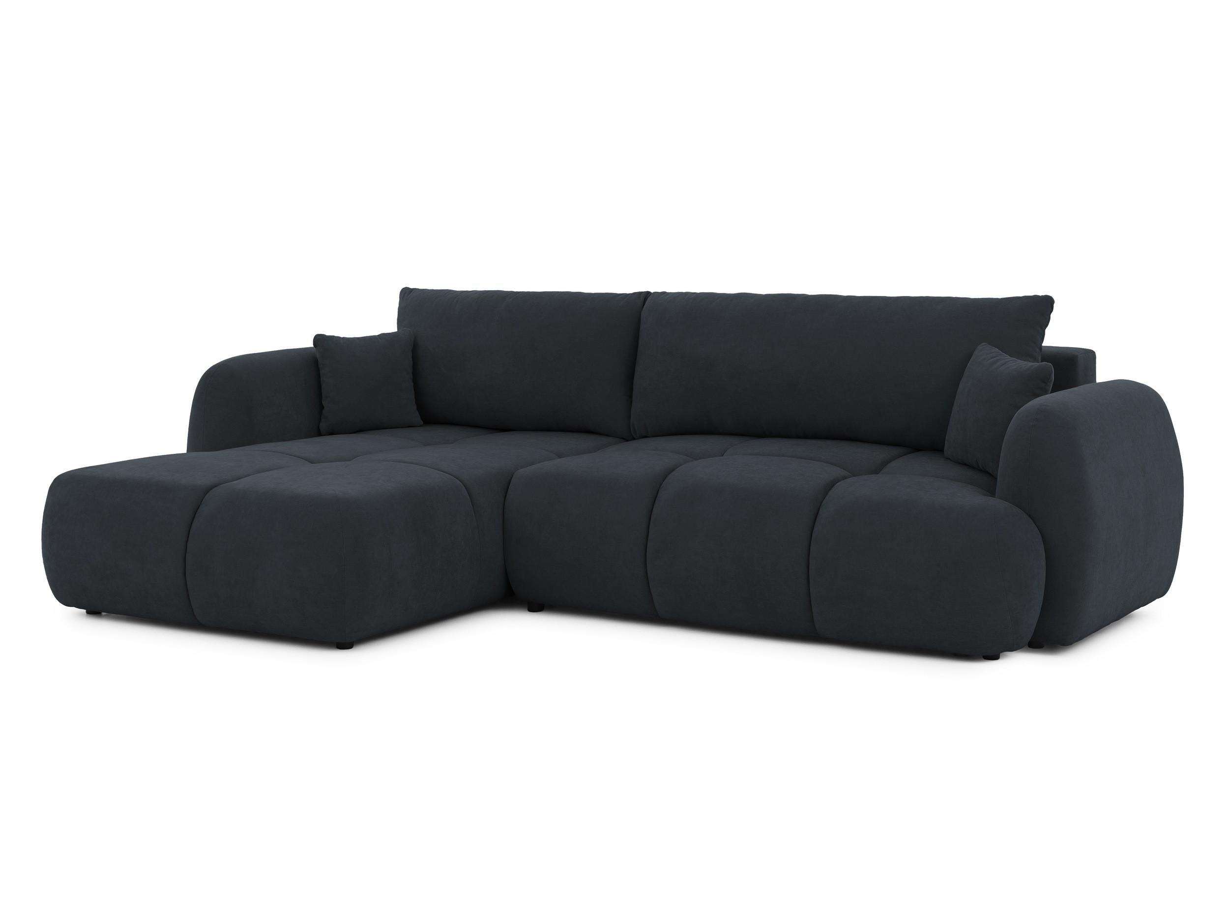 ECKSOFA Loretto aus natürlichem Schwarz Webstoff mit Schlaffunktion, Bettkasten und tiefen Steppungen in Bubble-Optik - Schwarz, Holz/Kunststoff (180/275cm) - S-Style