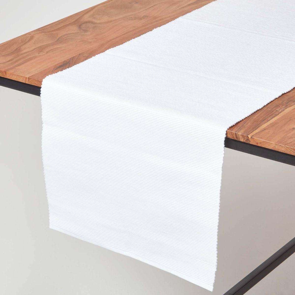 TISCHLÄUFER weiß 44/178 cm, 100% Baumwolle - Weiß, Textil (44/178cm) - Homescapes