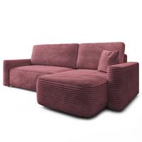ECKSOFA NERI T Rosa Kordstoff mit Schlaffunktion - Rosa, Holzwerkstoff/Textil (280/157cm) - MASSENO