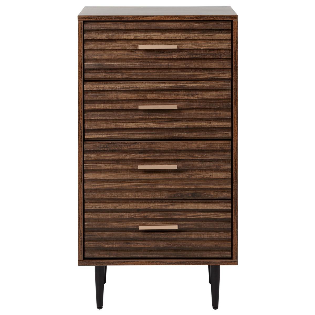 KOMMODE mit 4 Schubladen Dunkelbraun Keith - Braun, Holzwerkstoff (48/90/40cm) - Beliani