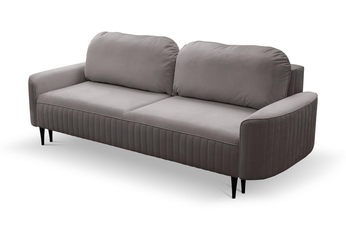 BETTSOFA FILO Grau Velours-Stoff mit Schlaffunktion - Grau, Holz (244/92/102cm) - MASSENO
