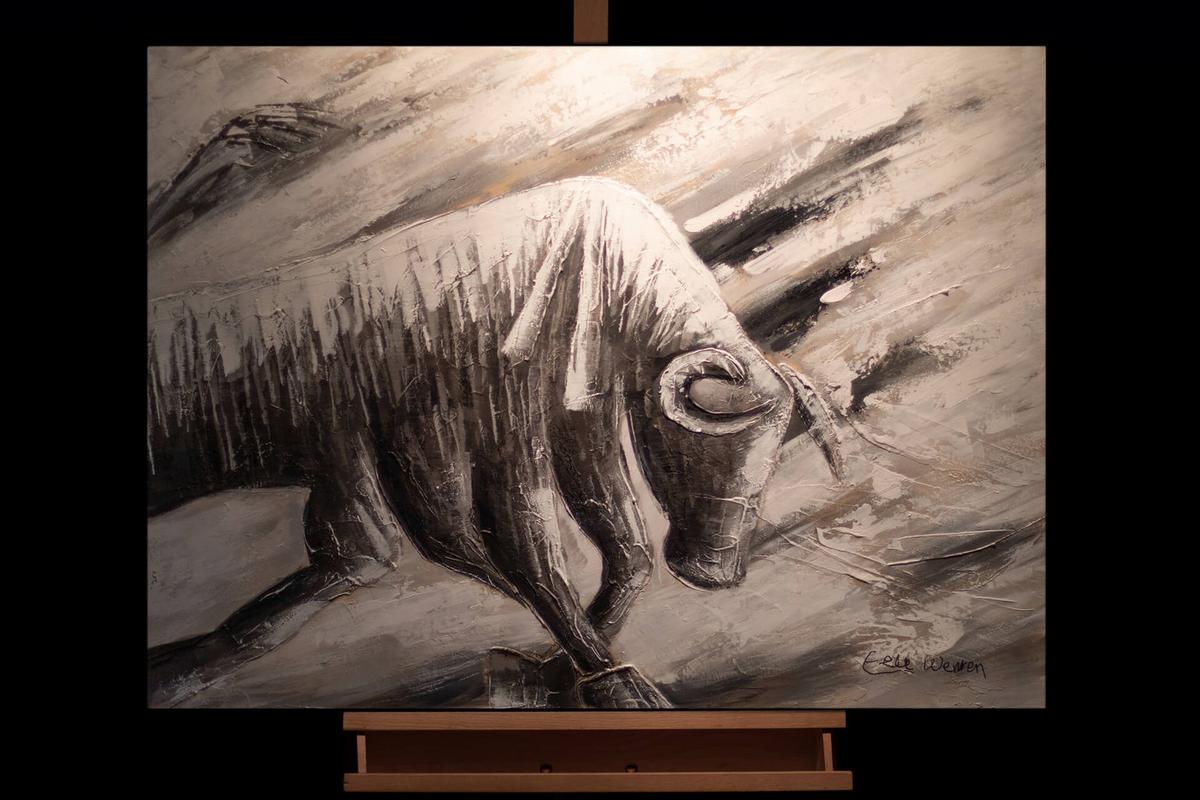 ACRYLBILD HANDGEMALT 100/75 cm - Schwarz/Grau, Holz/Textil (100/75cm) - KUNSTLOFT