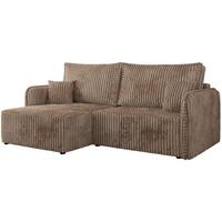 ECKSCHLAFSOFA MESTO L Braun Cord - links - Schwarz/Braun, Kunststoff/Textil (227/147cm) - MKS