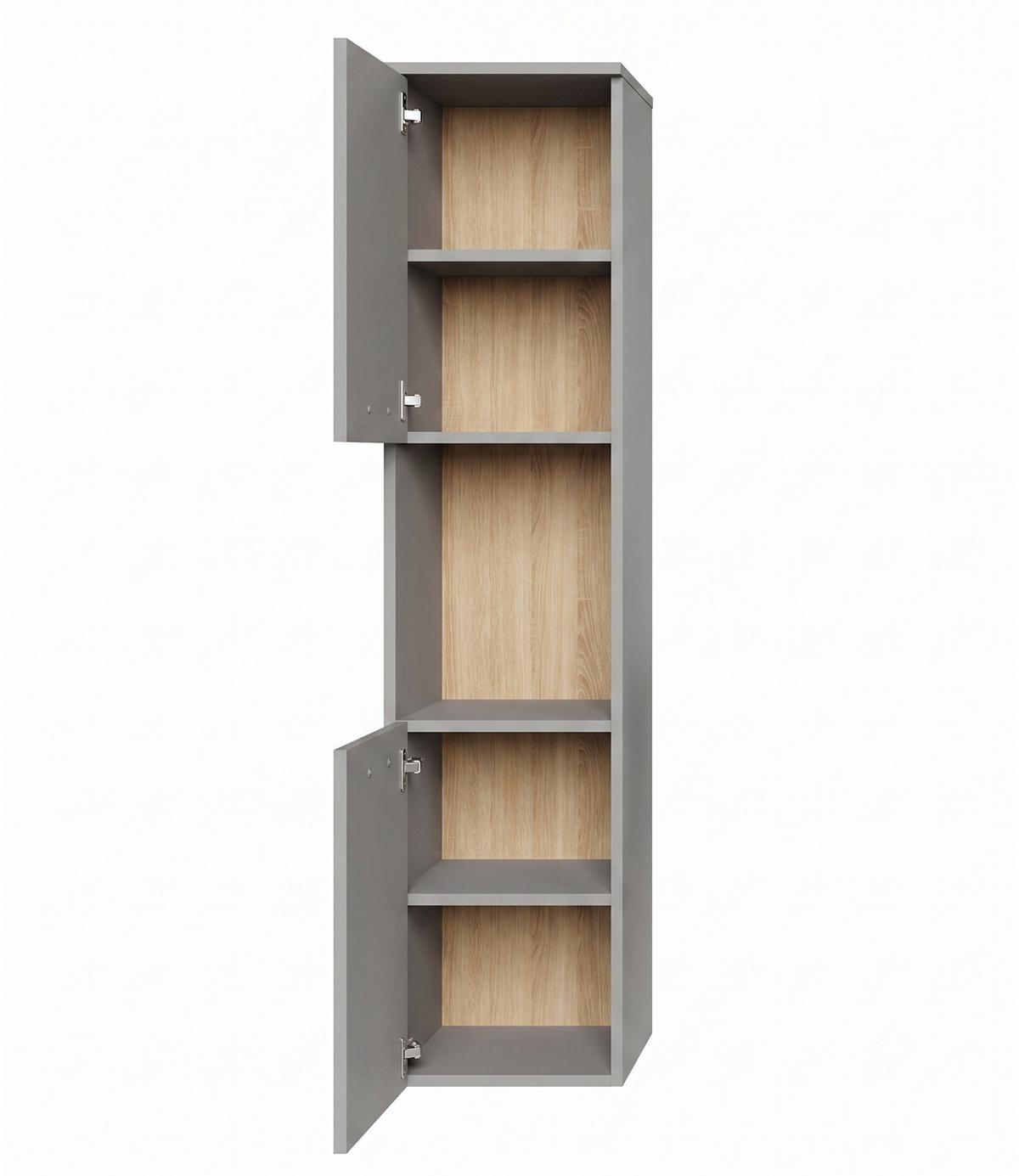 BADEZIMMERSCHRANK Montreal mit 2 Türen Grau Matt - 30 x 30 x 130 cm - Grau, Holz (30/131/30cm) - Badplaats