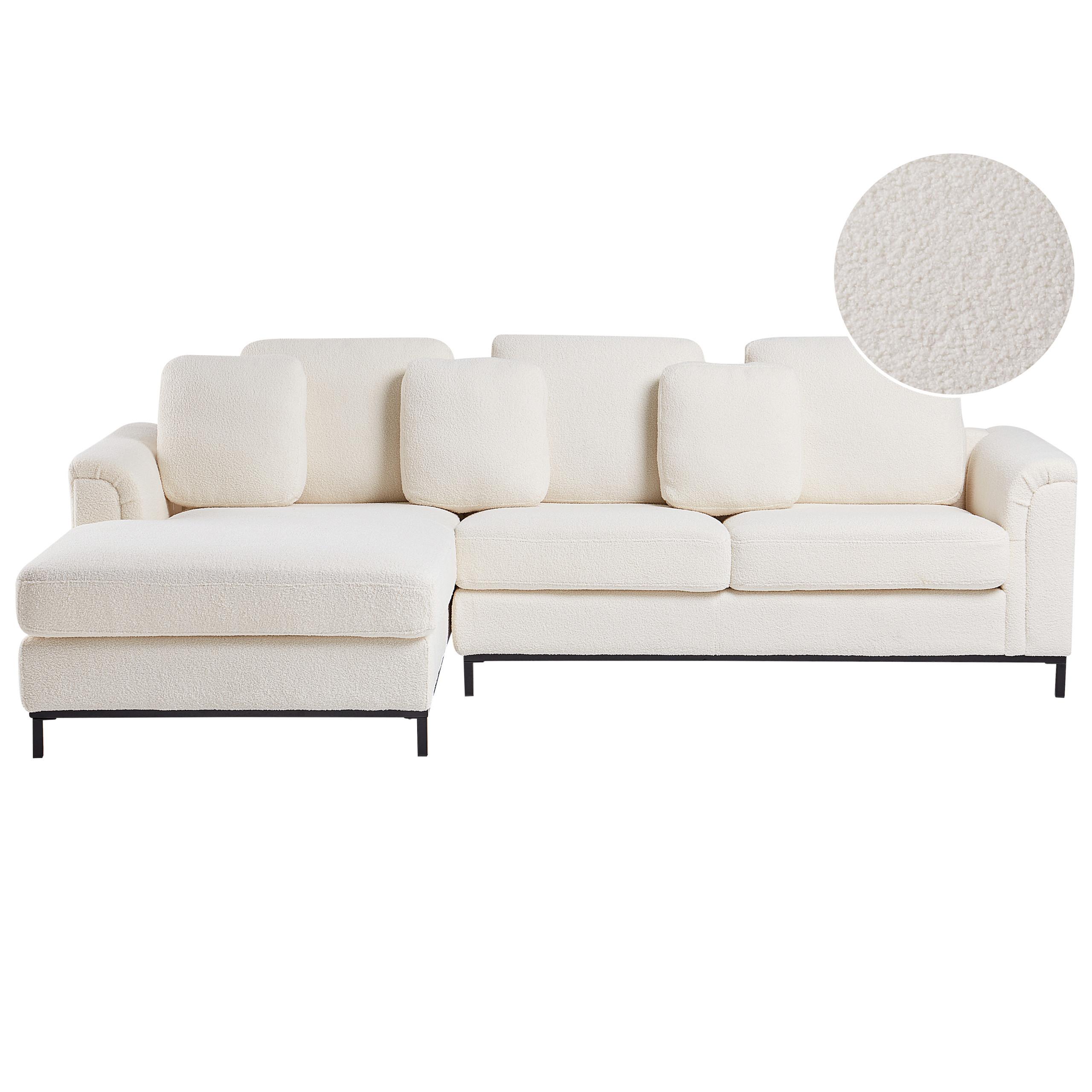 ECKSOFA 4-Sitzer Bouclé Weiß rechtsseitig Oslo - Schwarz/Weiß, Textil (270/151cm) - Beliani