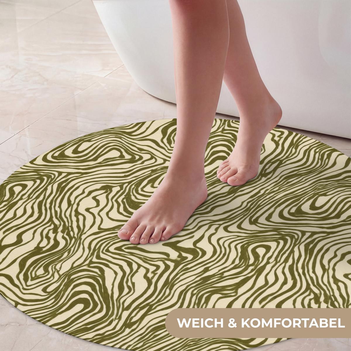 BADEMATTE Abstrakt - Marmor - Grün Badvorleger 70x70 cm - Dunkelgrün, Textil (70/70cm) - OnlyWow