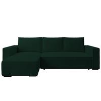 ECKSOFA CUDDY L, Eckcouch in L-Form mit Schlaffunktion und Bettkasten, Farbe: Grün, Cordstoff, Ottomane Links - Grün, Textil (240/140cm) - Storez24