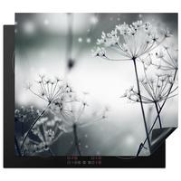 HERDABDECKPLATTE Blumen - Winter - Schnee - Natur Abdeckung Ceranfeld 59x51 cm - Grau, Kunststoff (59/51/0.2cm) - MuchoWow
