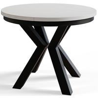 ESSZIMMERTISCH LOFT, ausziehbarer Tisch 120 cm/200 cm, Farbe: Weiß, mit Metallbeinen in Farbe Schwarz - Schwarz/Weiß, Holzwerkstoff (120/120/76cm) - Alpi-Möbel