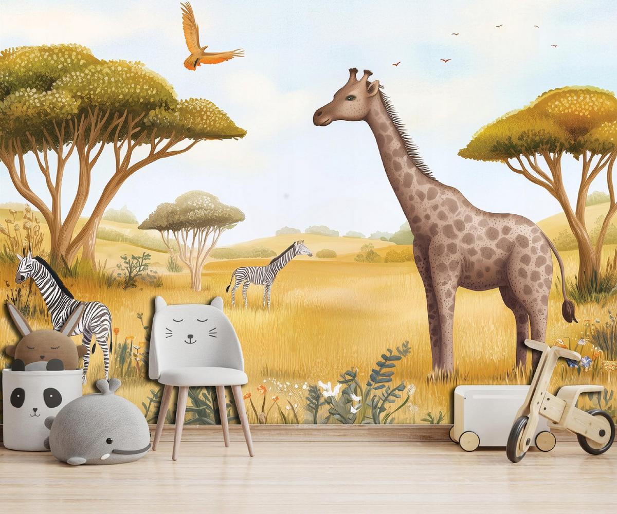 FOTOTAPETE Kinderzimmer Tiere Dschungel Tapete Kinder 300x210 - Multicolor, Papier (300/210cm) - Wallarena