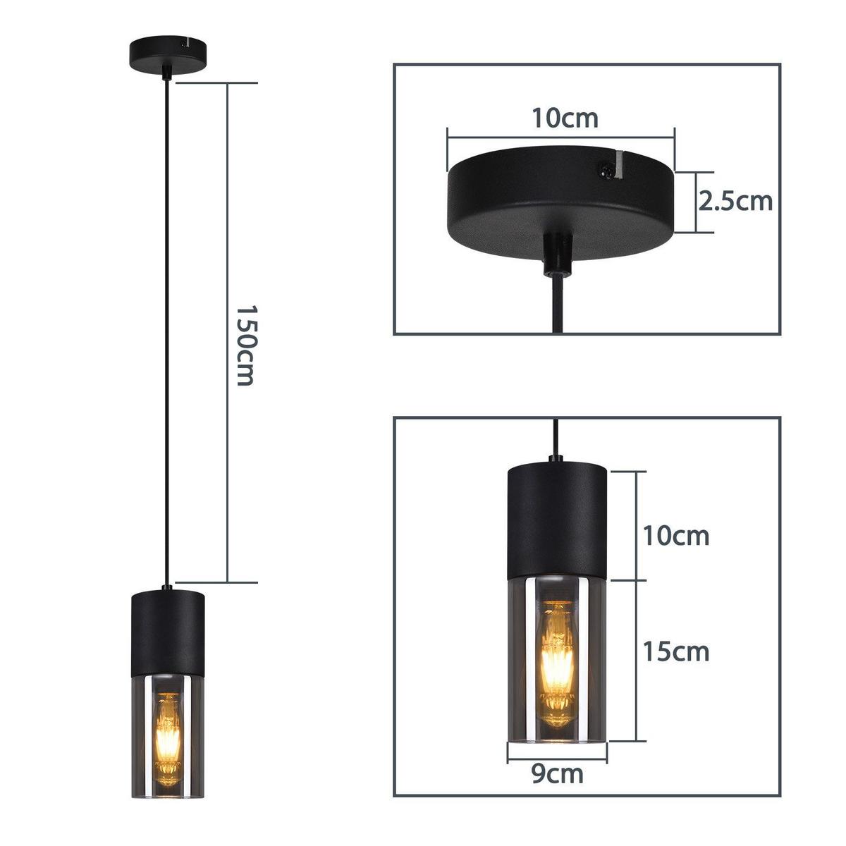 PENDELLEUCHTE Elmar 1-flammig 10/10/150 cm - Schwarz, Metall (10/10/150cm) - Nettlife