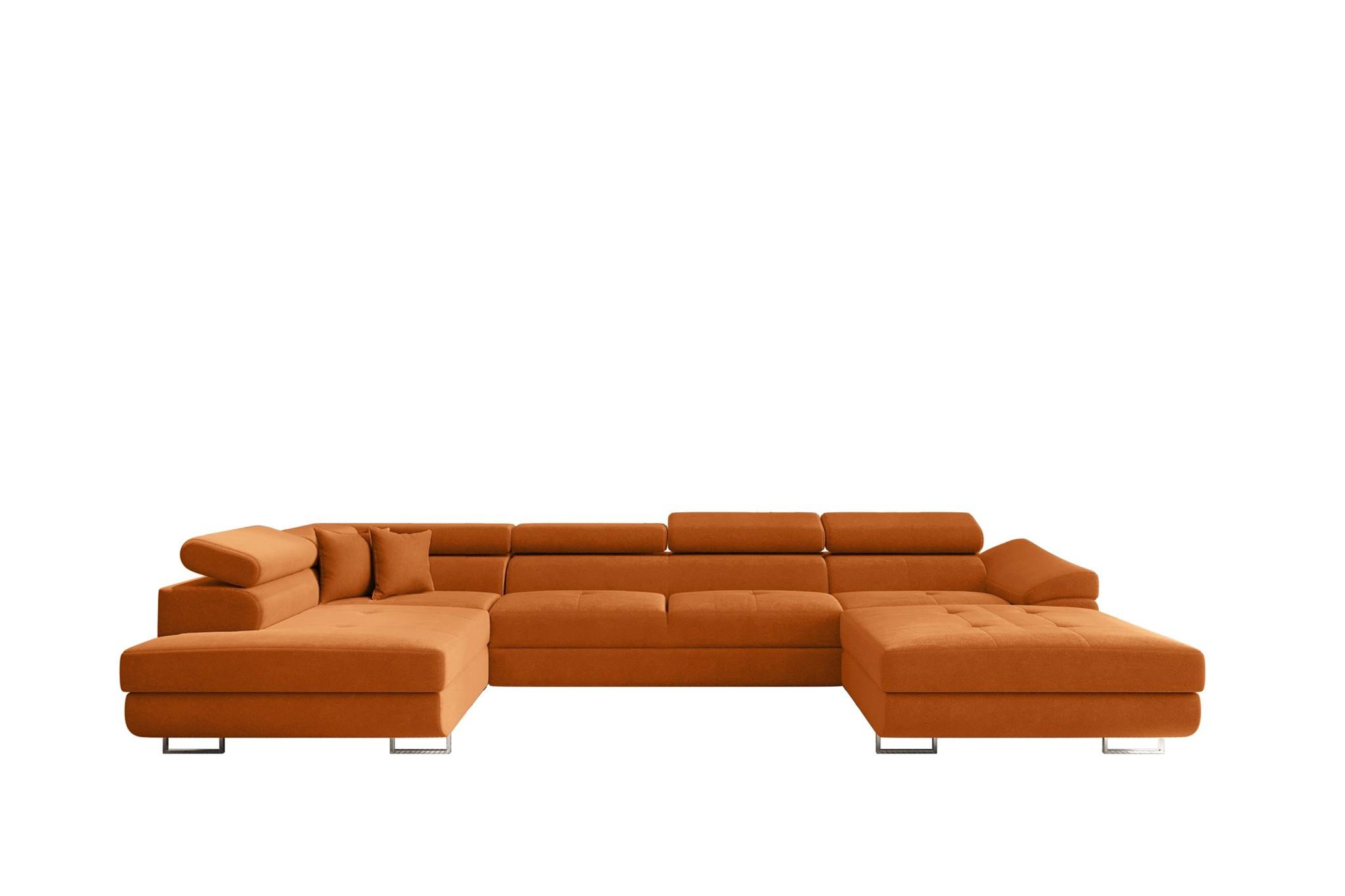 WOHNLANDSCHAFT Carmelo In Nova - Orange, Holzwerkstoff/Textil (345/90/202cm) - Fun Möbel