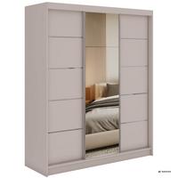SCHWEBETÜRENSCHRANK mit Schubladen 180 - SKORIA - Kaschmir mit Spiegel - Kaschmir/Alufarben, Holzwerkstoff/Metall (180/216/61cm) - MKS
