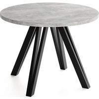 ESSTISCH Ravero runder ausziehbarer, Beton grau 100/100/77 cm - Hellgrau/Schwarz, Holz/Holzwerkstoff (100/100/76.5cm) - WFL GROUP
