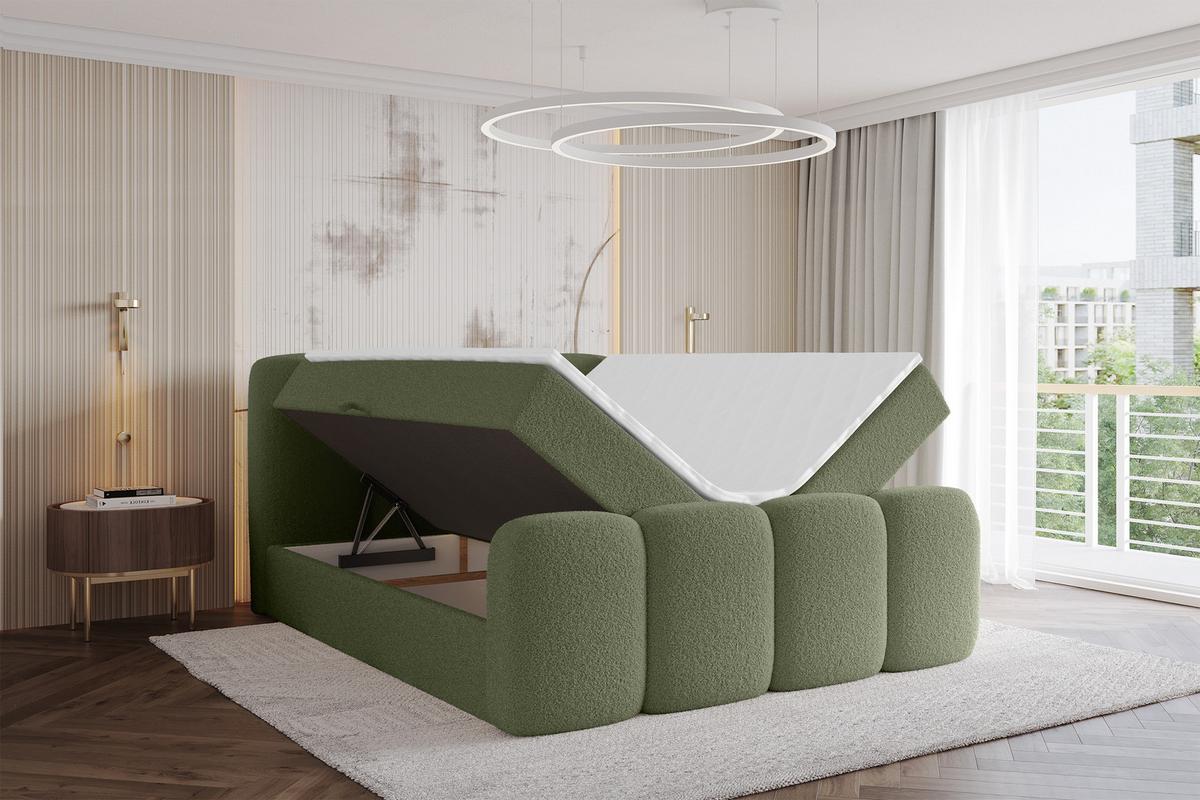 BOXBETT mit Matratze H3 - NINA-Z - 120x200 cm Grün - Dunkelgrün, Holzwerkstoff (120/200cm) - ALTDECOR