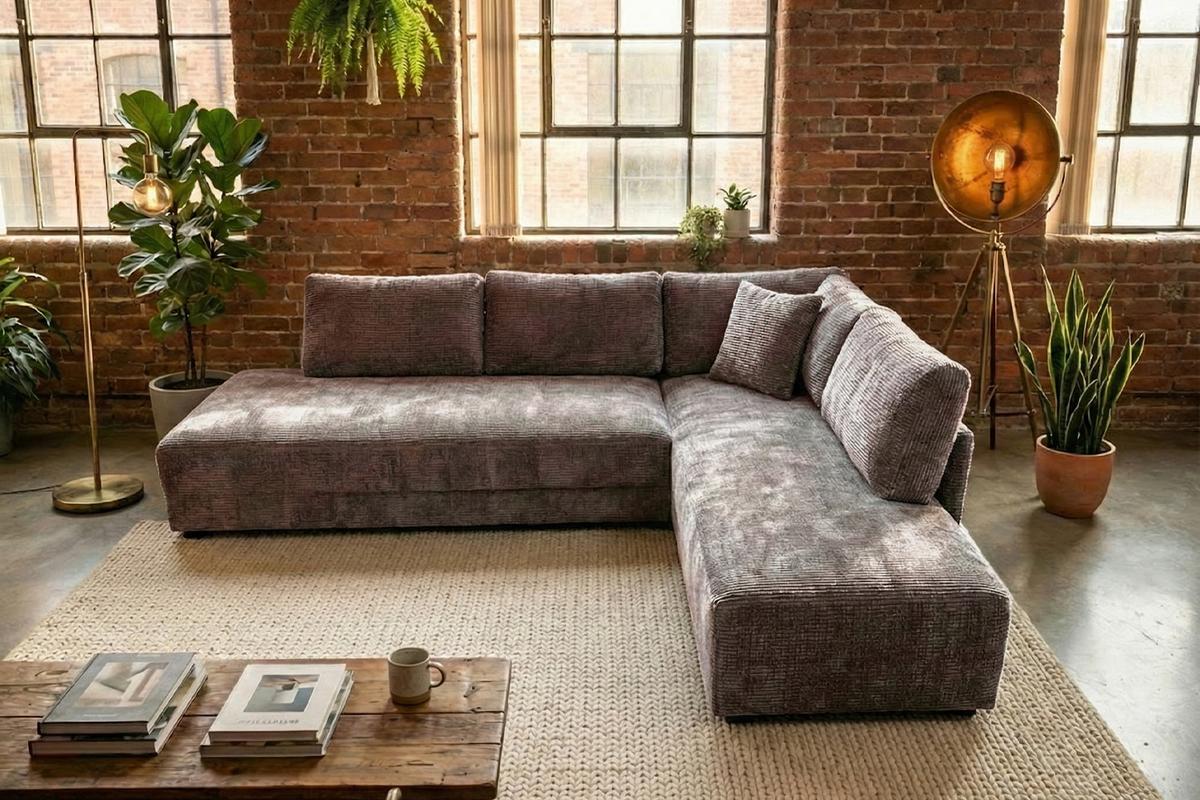 SCHLAFSOFA SADIRA Taupe Flachgewebe - Taupe/Schwarz, Kunststoff/Textil (288/209cm) - KAWOLA