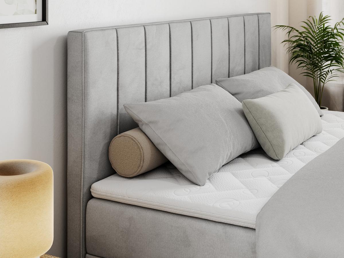 BOXBETT ALLY 140/200 Hellgrau Velvet - H3 - Hellgrau, Holz/Textil (140/200cm) - MKS