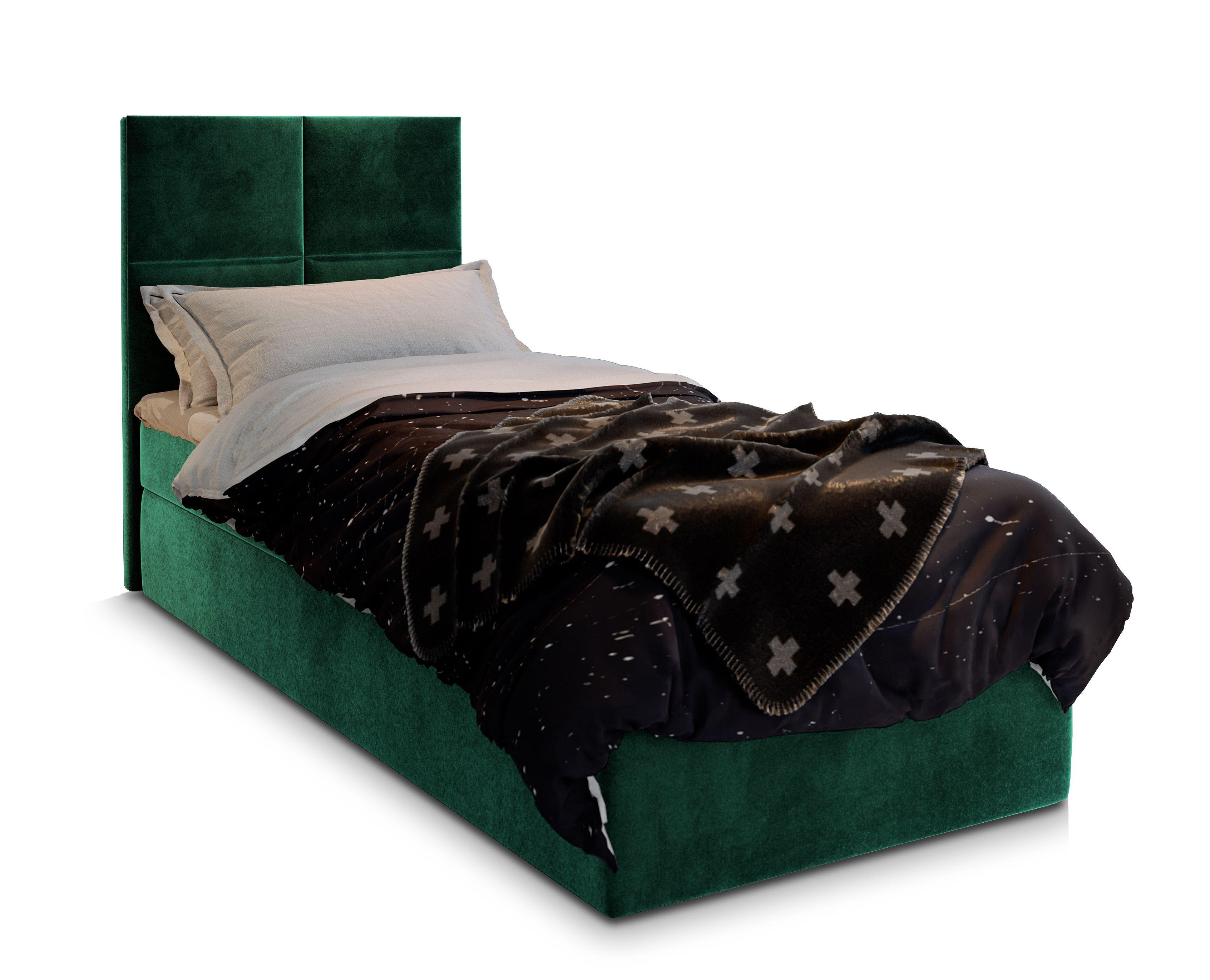 BOXBETT LENA 90 90x200 cm mit Matratze und Topper - Grün - Grün, Holz (90/200cm) - MASSENO