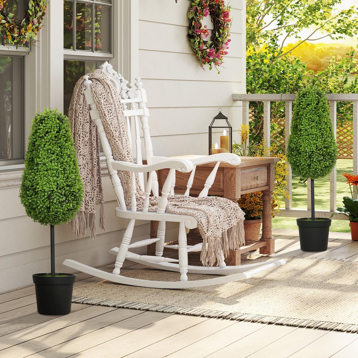 2ER Set Künstliche Buchsbaum 90cm Kunstpflanze in Tränenform Fake Plant wie echt - Schwarz/Grün, Kunststoff (90cm) - HOMCOM
